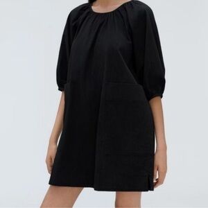 Everlane | The Seersucker Puff Sleeve Black Dress
